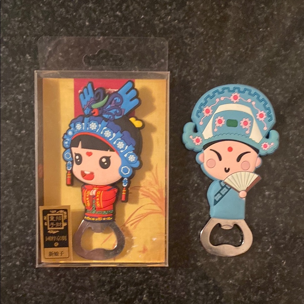 Two Magnetic Bottle Openers From Chinese Opera